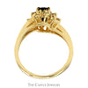 Oval Sapphire Ring with Starburst Designed Diamond Halo in 14k Yellow Gold - Thumbnail 2