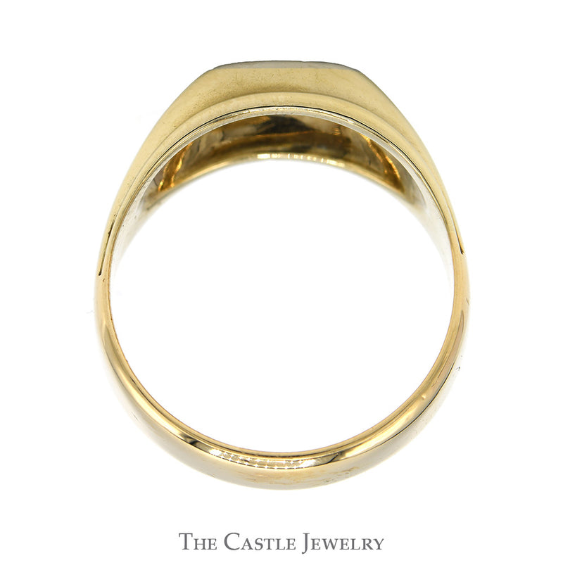 1/2ct Round Diamond Solitaire Men's Ring with Polished Sides in 14k Yellow Gold