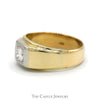 1/2ct Round Diamond Solitaire Men's Ring with Polished Sides in 14k Yellow Gold - Thumbnail 3