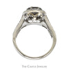 1cttw Round Diamond Cluster Engagement Ring with Diamond Halo & Accented Sides in 14k White Gold - Thumbnail 2