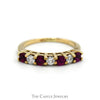 Alternating Ruby & Diamond Band in 10k Yellow Gold - Thumbnail 1
