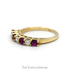 Alternating Ruby & Diamond Band in 10k Yellow Gold - Thumbnail 3