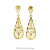 Teardrop Shaped Open Filigree Dangle Earrings in 14k Yellow Gold - Thumbnail 1