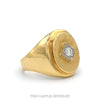 Side profile of the men's brushed oval diamond ring showing the polished shoulder - Thumbnail 2