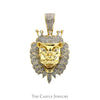 1.04cttw Pave Set Diamond Cluster Lion Head Pendant in 10k Yellow Gold - Thumbnail 1