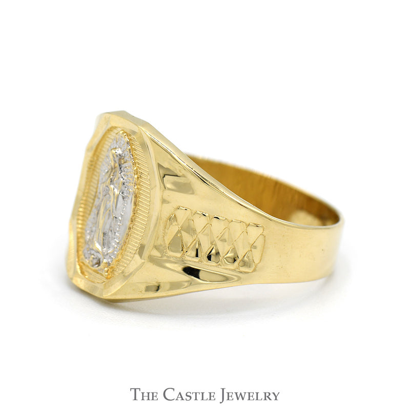Two Tone Our Lady of Guadalupe Ring in 14k Yellow & White Gold