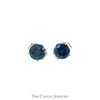 1/2cttw Round Blue Diamond Stud Earrings in 14k White Gold - Thumbnail 1