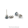 1/2cttw Round Blue Diamond Stud Earrings in 14k White Gold - Thumbnail 3