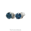 1/2cttw Round Blue Diamond Stud Earrings in 14k White Gold - Thumbnail 2