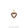 Double Sided Open Heart Pendant with Rubies and Diamonds in 10k Yellow Gold - Thumbnail 1