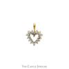 Double Sided Open Heart Pendant with Rubies and Diamonds in 10k Yellow Gold - Thumbnail 2