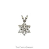 Flower Shaped Diamond Cluster Pendant in 10k White Gold - Thumbnail 1