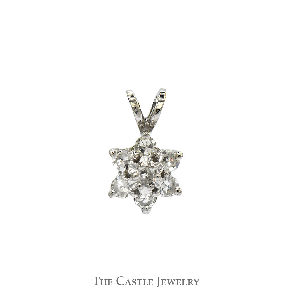 Flower Shaped Diamond Cluster Pendant in 10k White Gold
