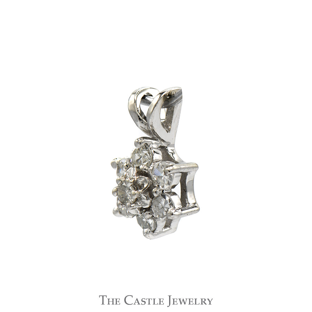 Flower Shaped Diamond Cluster Pendant in 10k White Gold