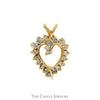 Open Heart 1/2cttw Diamond Pendant in 10k Yellow Gold - Thumbnail 1