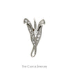 Free Form Designed Leaf Pendant with Diamond Accents in 10k White Gold - Thumbnail 1