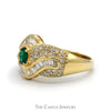 Oval Emerald Ring with Baguette and Round Diamond Accents in 14k Yellow Gold - Thumbnail 3