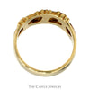 Leaf Designed Two Toned Band in 10k Yellow & Rose Gold - Thumbnail 2