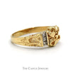 Nugget Designed Ring with Diamond Accents in 10k Yellow Gold - Thumbnail 3
