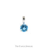 Round Blue Topaz Solitaire Pendant in 14k White Gold 4 Prong Mount - Thumbnail 1