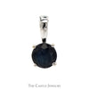 Round Sapphire Solitaire Pendant in 14k White Gold 4 Prong Mounting - Thumbnail 1