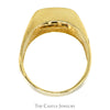 Men's Square Sapphire Ring with Diamond Accents in 14k Yellow Gold Ridged Setting - Thumbnail 2