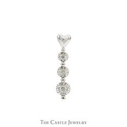 Illusion Set 3 Stone Diamond Pendant with Heart Shaped Bail in 10k White Gold