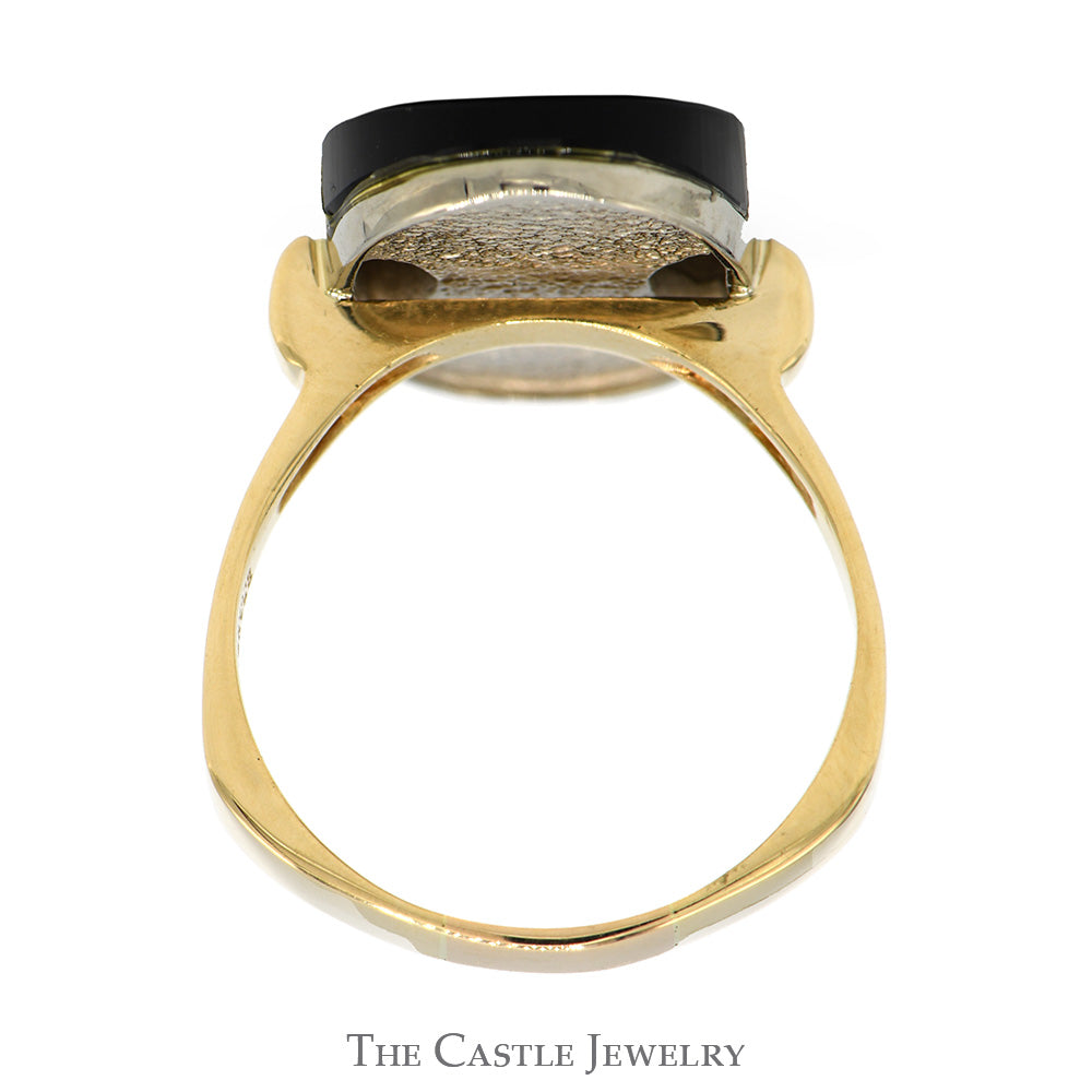 Oval Black Onyx Ring with Diamond Accents in 14k Yellow Gold