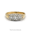 Triple Round Flower Diamond Cluster Ring in 14k Yellow Gold - Thumbnail 1