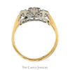 Triple Round Flower Diamond Cluster Ring in 14k Yellow Gold - Thumbnail 2