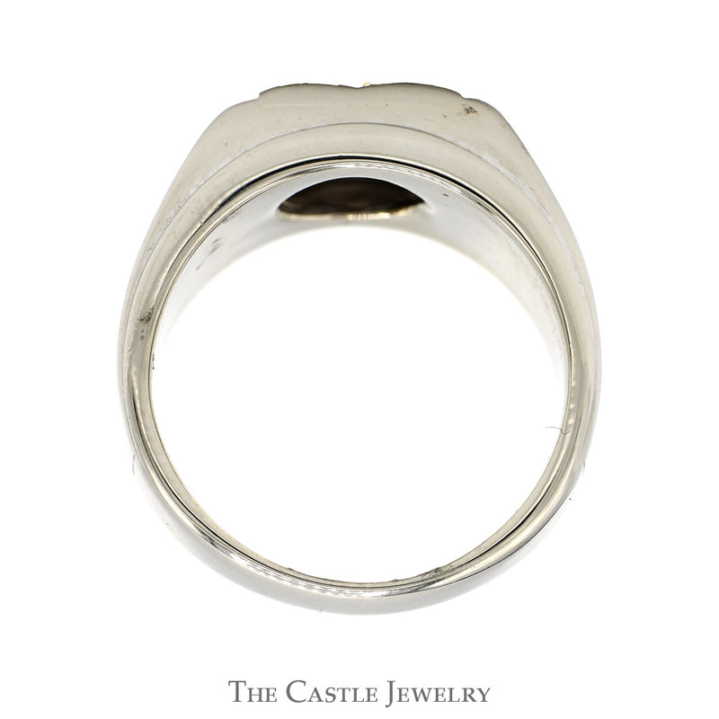 3/4ct Round Brilliant Cut Diamond Men's Ring in 14k White Gold