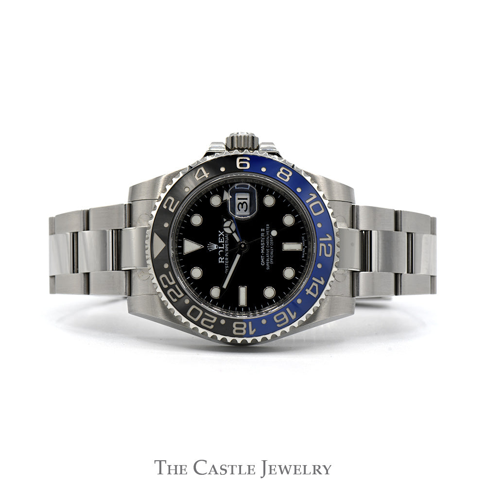 Stainless Steel Rolex GMT Master II Batman Dial 40mm Quick Set with Oyster Bracelet & Blue/Black Bezel