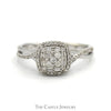 Square Shaped Round and Baguette Cut Diamond Cluster Engagement Ring in 10k White Gold - Thumbnail 1