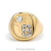 1/4cttw Round Diamond Accented "S" Signet Ring in 14k Yellow Gold - Thumbnail 1