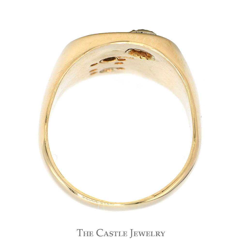1/4cttw Round Diamond Accented "S" Signet Ring in 14k Yellow Gold