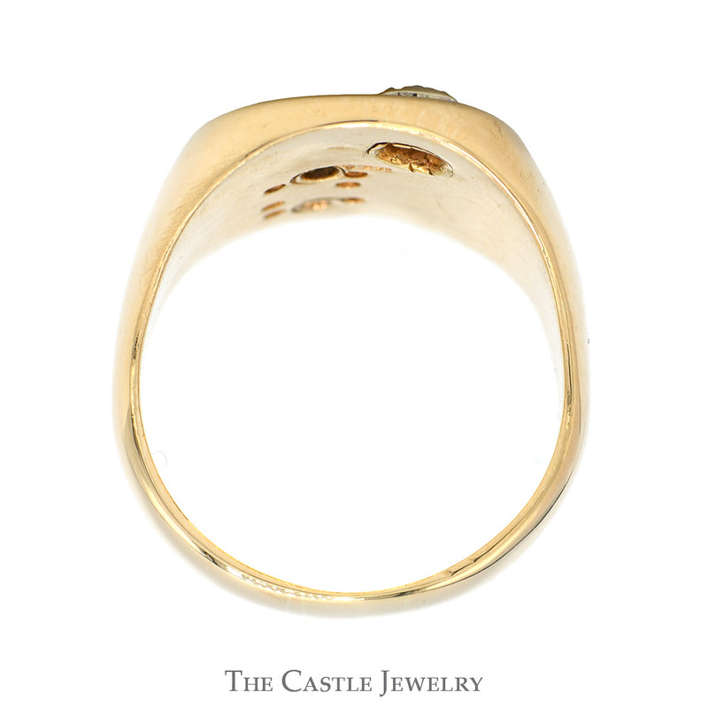 1/4cttw Round Diamond Accented "S" Signet Ring in 14k Yellow Gold