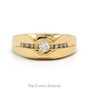 Men's Diamond Solitaire Ring with Channel Set Accents in 14k Yellow Gold - Thumbnail 1