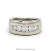 1cttw Channel Set 5 Round Diamond Men's Band in 14k White Gold - Thumbnail 1