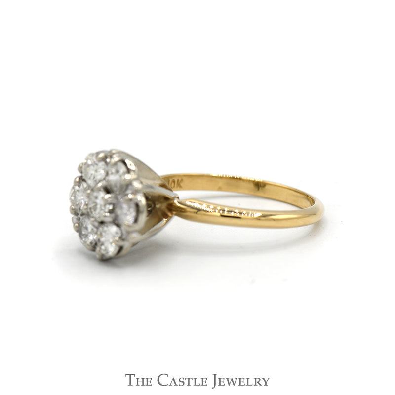 7 Round Diamond Cluster Ring in 10k Yellow Gold
