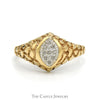 Marquise Shaped Illusion Diamond Cluster Ring with Nugget Textured Sides in 10k Yellow Gold - Thumbnail 1