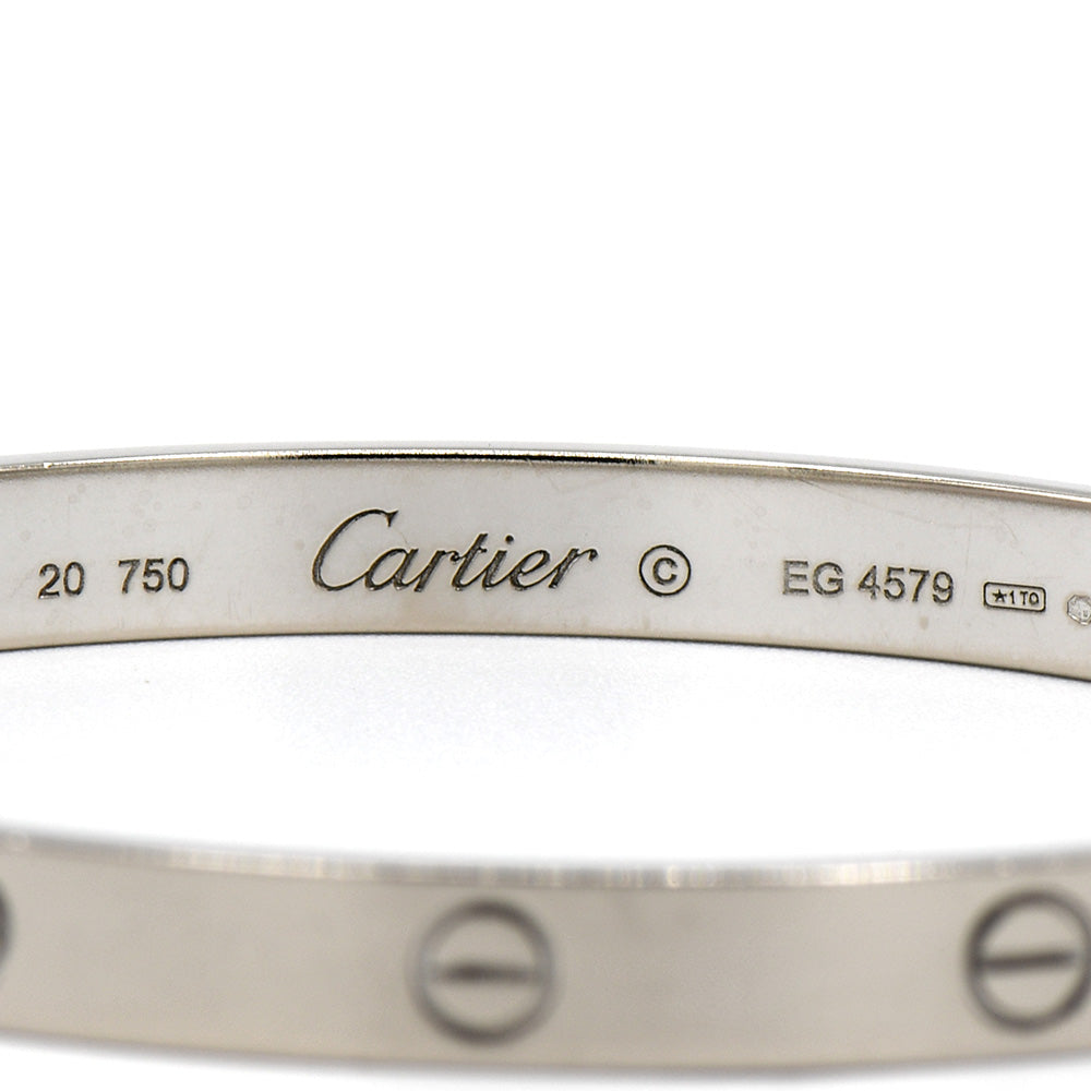 Cartier Love Bracelet in 18k White Gold - Size 20 with Box and