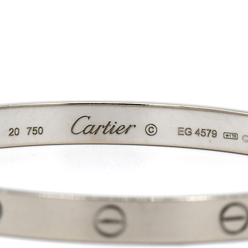 Cartier Love Bracelet in 18k White Gold - Size 20 with Box and Papers
