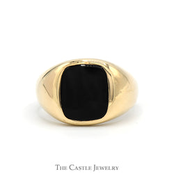 Squared Black Onyx Ring with Polished Tapered Sides in 10k Yellow Gold