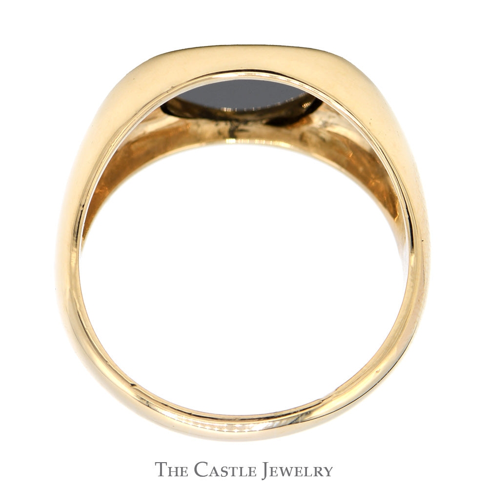 Squared Black Onyx Ring with Polished Tapered Sides in 10k Yellow Gold