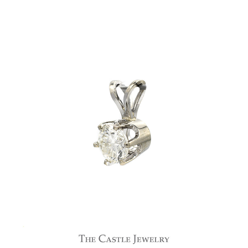 .40ct Round Diamond Solitaire Pendant in 6 Prong 14k White Gold Mounting
