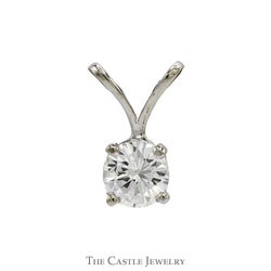 1/2ct Diamond Solitaire Pendant in 4 Prong Mount with Split Bail in 14k White Gold