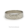 Tapered Diamond Cut Etched Cross Band in 10k White Gold - Thumbnail 1