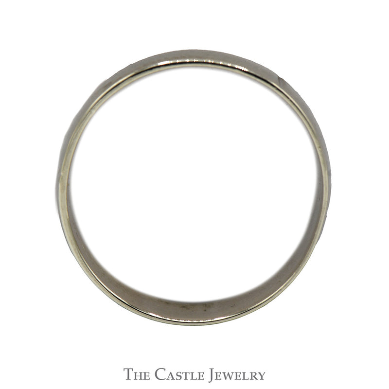 Tapered Diamond Cut Etched Cross Band in 10k White Gold
