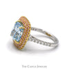 5ct Fancy Vivid Blue Cushion Cut Lab Grown Diamond Ring with Double Pink Diamond Halo in 14k White & Yellow Gold - Thumbnail 3