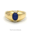 Oval Cabochon Blue Lindy Star Ring with Polished Sides in 14k Yellow Gold - Thumbnail 1